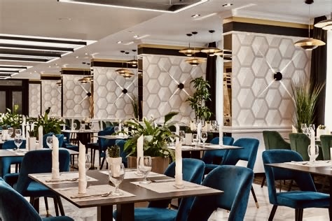 Restaurant interior at Hotel Bodrog
