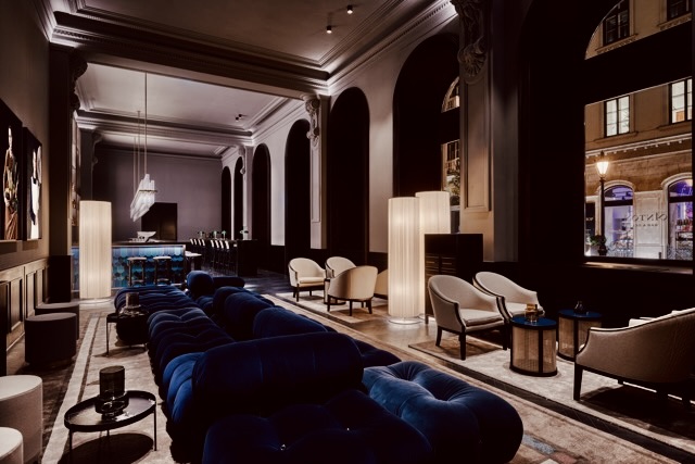Lobby lounge at night